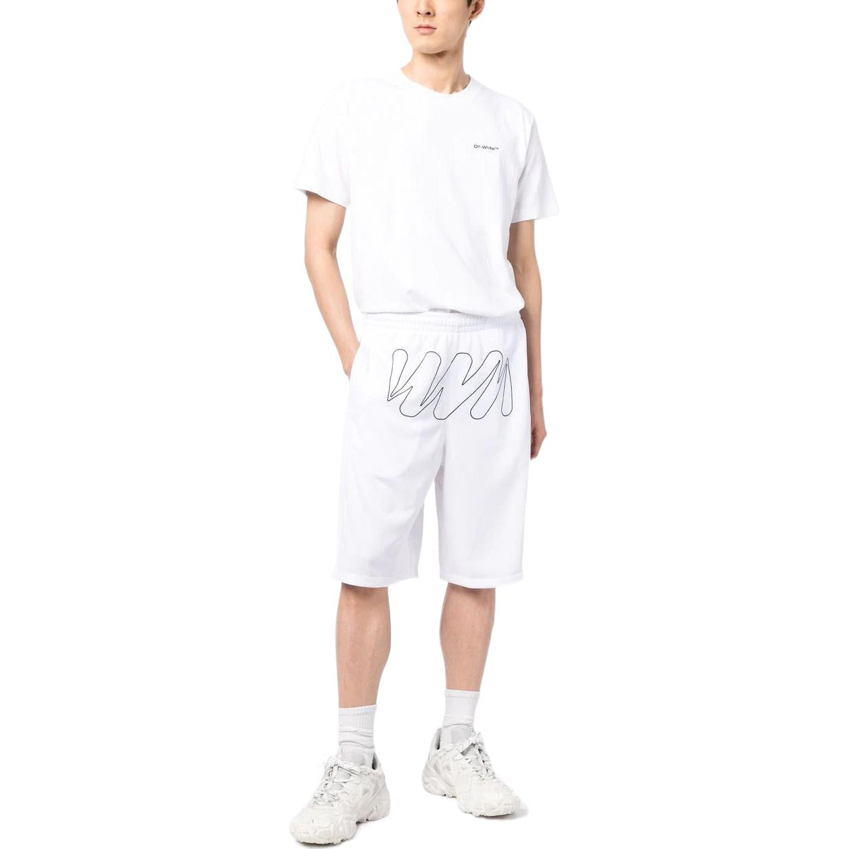 Image of Off-White Wave Outl Diagonal Mesh Shorts OMCB076F22FAB0011011
