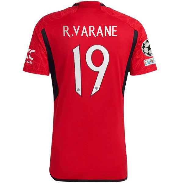 Image of adidas Manchester United Raphaël Varane Home Jersey 23/24 w/ Champions League Pa