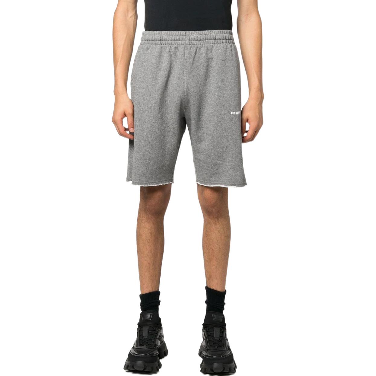 Image of Off-White logo-print Track Shorts 'Grey' OMCI006F22FLE0060801