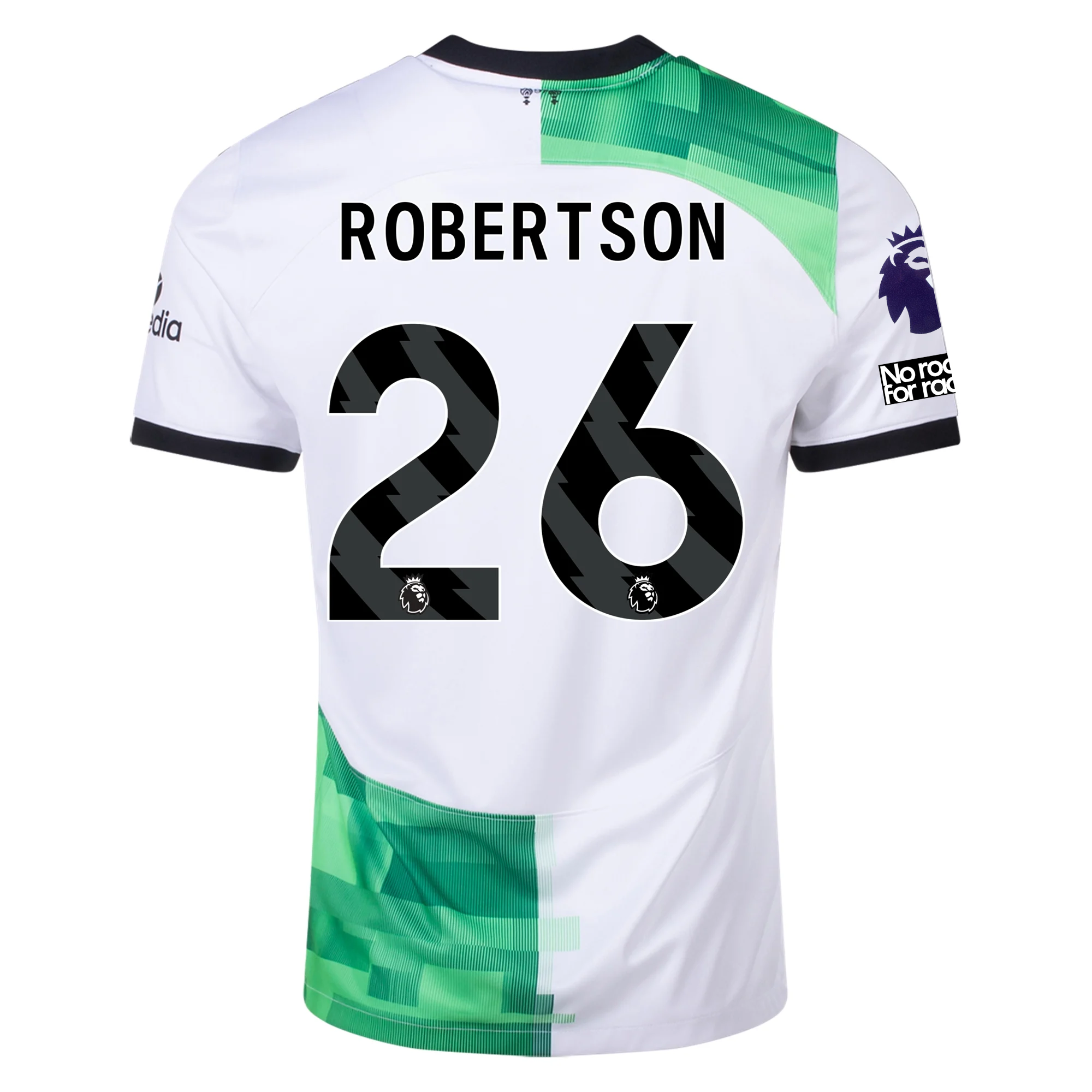 Image of Nike Liverpool Away Andy Robertson Jersey w/ EPL + No Room For Racism Patches 23