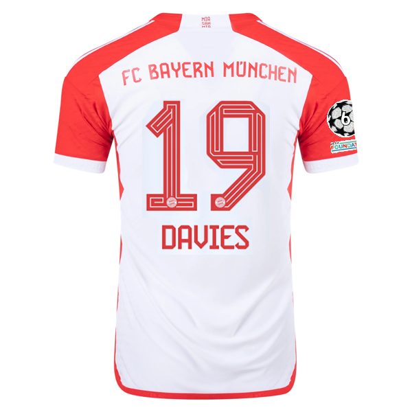 Image of adidas Bayern Munich Authentic Alphonso Davies Home Jersey w/ Champions League P