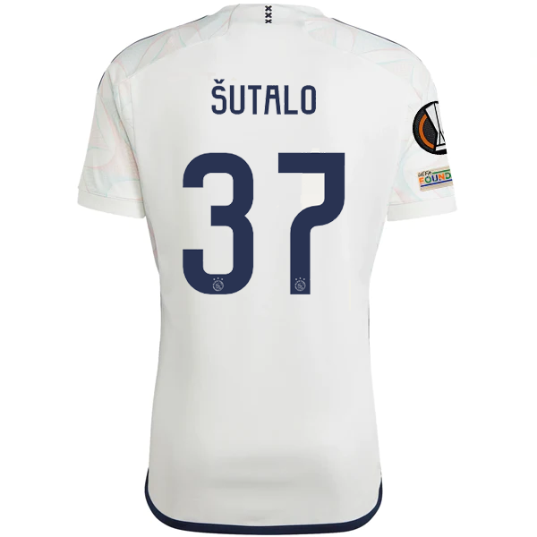 Image of adidas Ajax Josip Šutalo Away Jersey w/ Europa League Patches 23/24 (Core White)