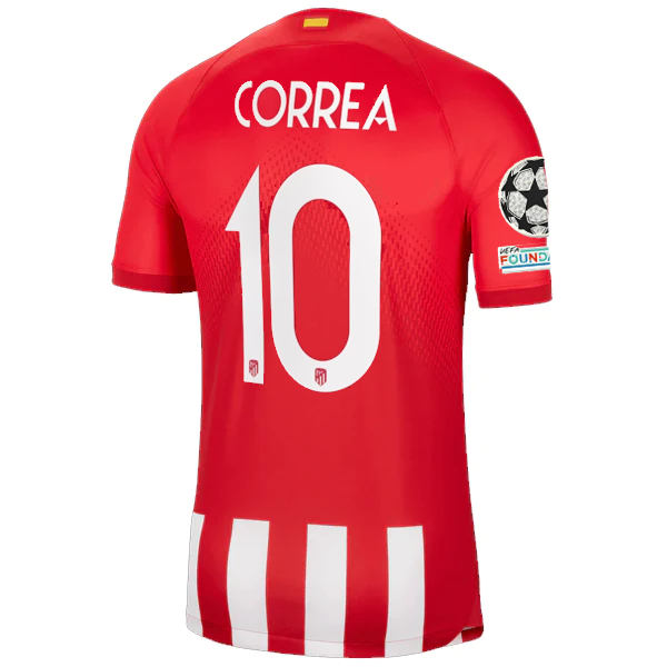 Nike Atletico Madrid Ángel Correa Home Jersey w/ Champions League Patches 23/24