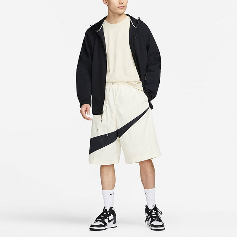 Image of Nike Swoosh Woven Shorts 'Coconut Milk Black' FB7870-113