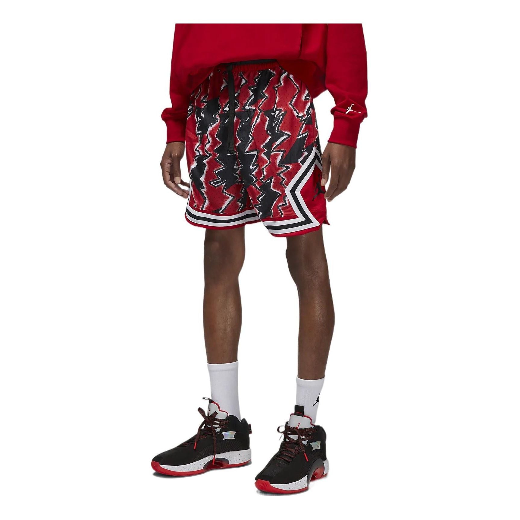 Image of Men's Air Jordan Dri-FIT Sport BC Graffiti Printing Logo Sports Shorts Black Red