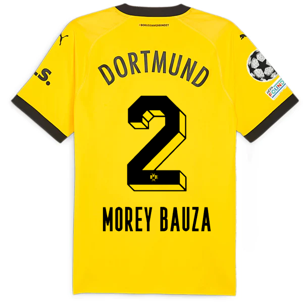 Puma Borussia Dortmund Authentic Morey Bauza Home Jersey w/ Champions League Pat