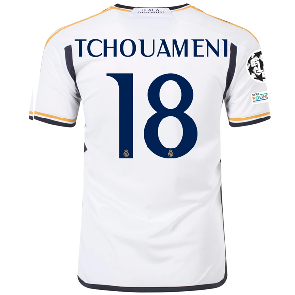 Image of adidas Real Madrid Tchouameni Home Jersey w/ Champions League + Club World Cup P