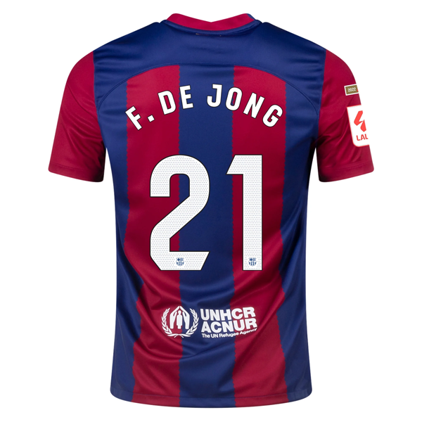 Nike Barcelona Frenkie de Jong Home Jersey 23/24 w/ La Liga Champions Patches (N