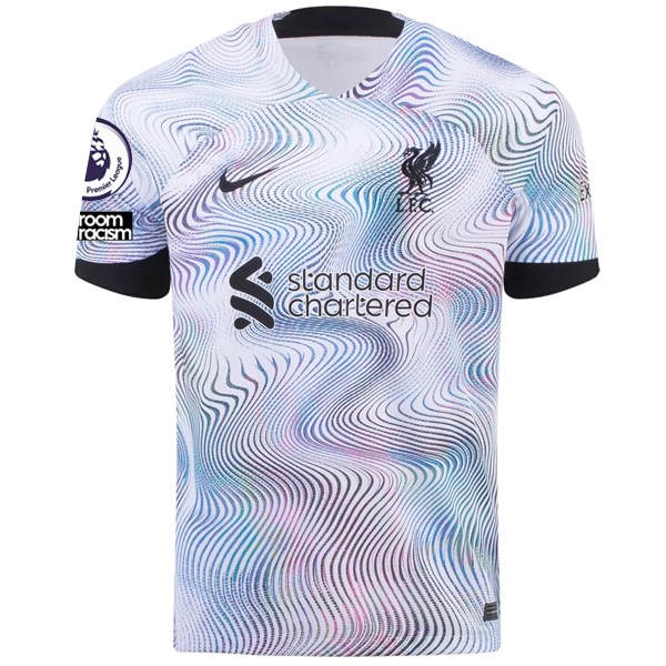 Image of Nike Liverpool Mohamad Salah Away Jersey w/ EPL + No Room For Racism Patches 22/