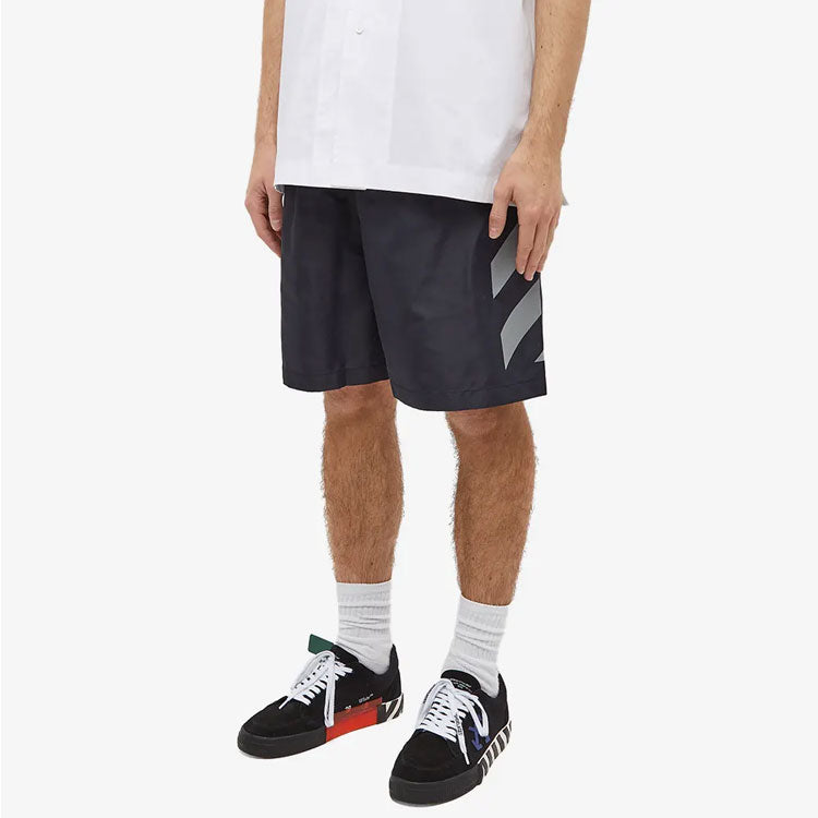 Men's OFF-WHITE SS22 Twill Printing Elastic Waistband Straight Shorts Ordinary V