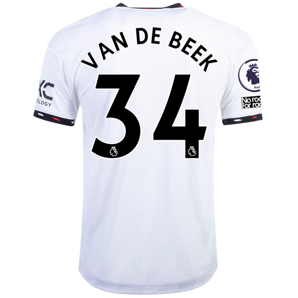 Image of adidas Manchester United Donny Van de Beek Authentic Away Jersey w/ EPL + No Roo