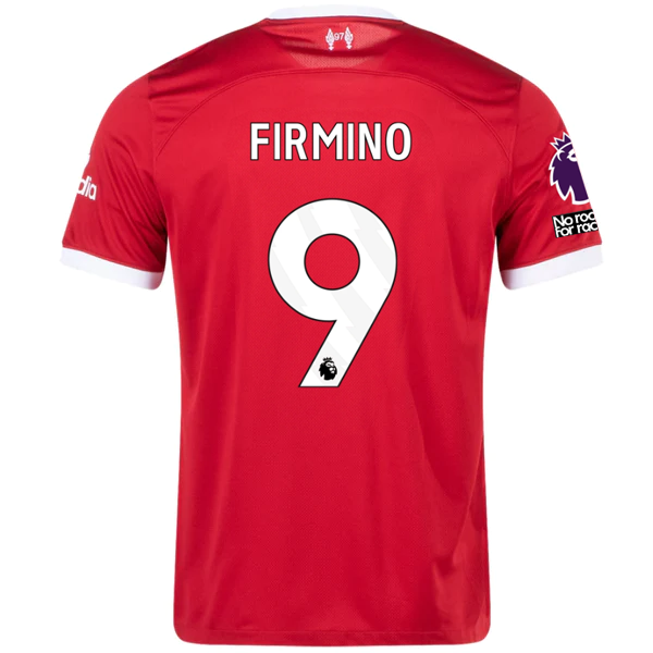 Nike Liverpool Roberto Firmino Home Jersey w/ EPL + No Room For Racism Patches 2