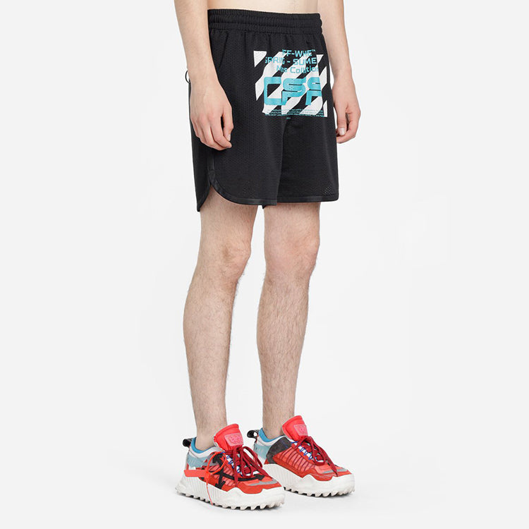 Image of OFF-WHITE Wavy Line Mesh Shorts Black/Multicolor OMCI005R201010041001