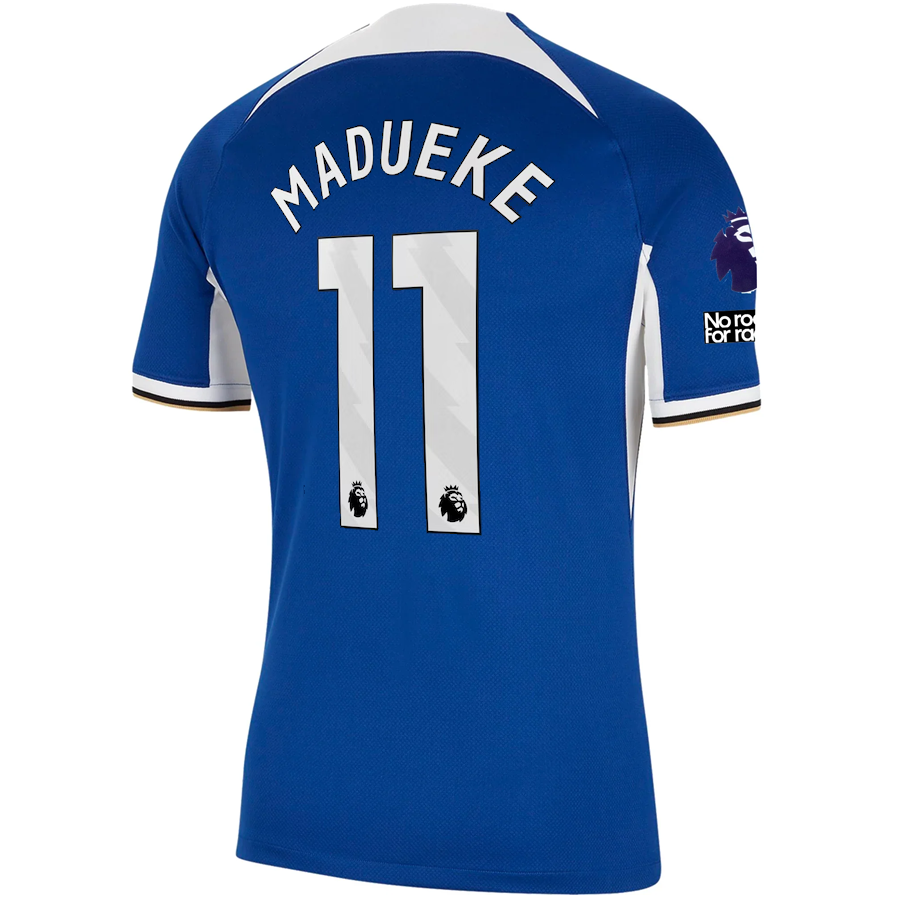 Nike Chelsea Noni Madueke Home Jersey w/ EPL + No Room For Racism Patches 23/24