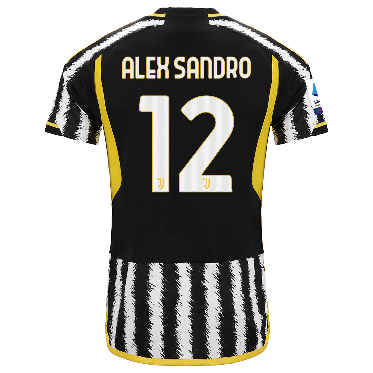 adidas Alex Sandro Juventus Home Authentic Jersey 23/24 w/ Serie A Patch (Black/