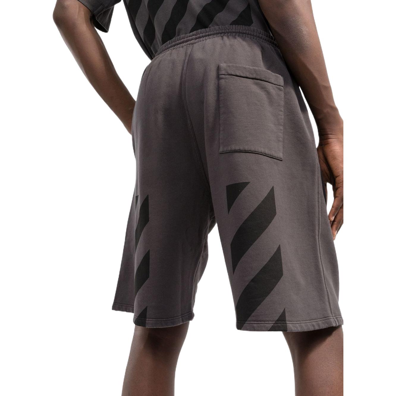 Men's OFF-WHITE Logo Printing Pattern Elastic Waistband Straight Shorts Brown OM