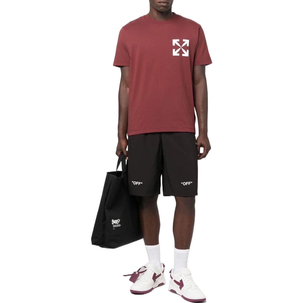 Image of OFF-WHITE FW22 Solid Color Logo Printing Elastic Waistband Shorts Version Black