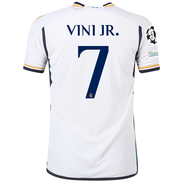 adidas Real Madrid Authentic Vini Jr. Home Jersey w/ Champions League + Club Wor