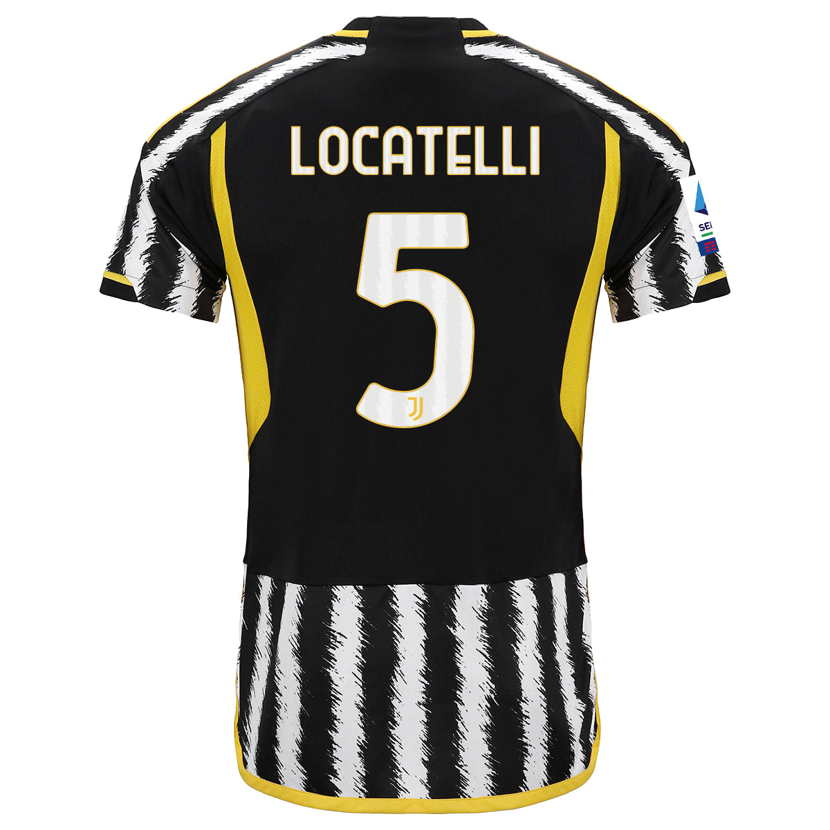 Image of adidas Locatelli Juventus Home Jersey w/ Serie A Patch 23/24 (Black/White)