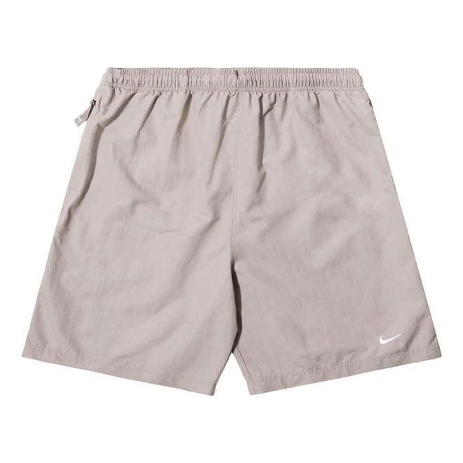 Image of Men's Nike Swoosh Logo Embroidered Solid Color Loose Shorts Brown DM4400-245