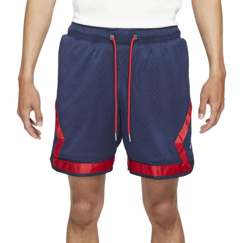 Men's Air Jordan Colorblock Logo Printing Lacing Straight Sports Shorts Blue Red