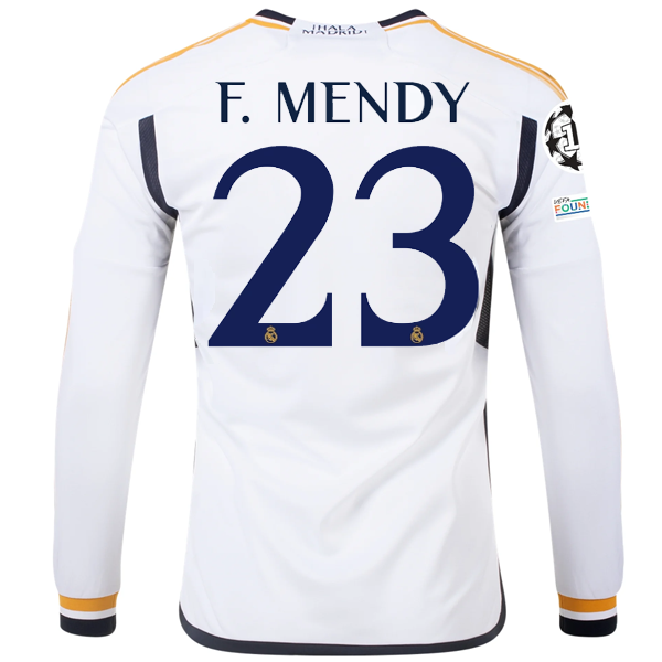 adidas Real Madrid Long Sleeve Ferland Mendy Home Jersey w/ Champions League + C