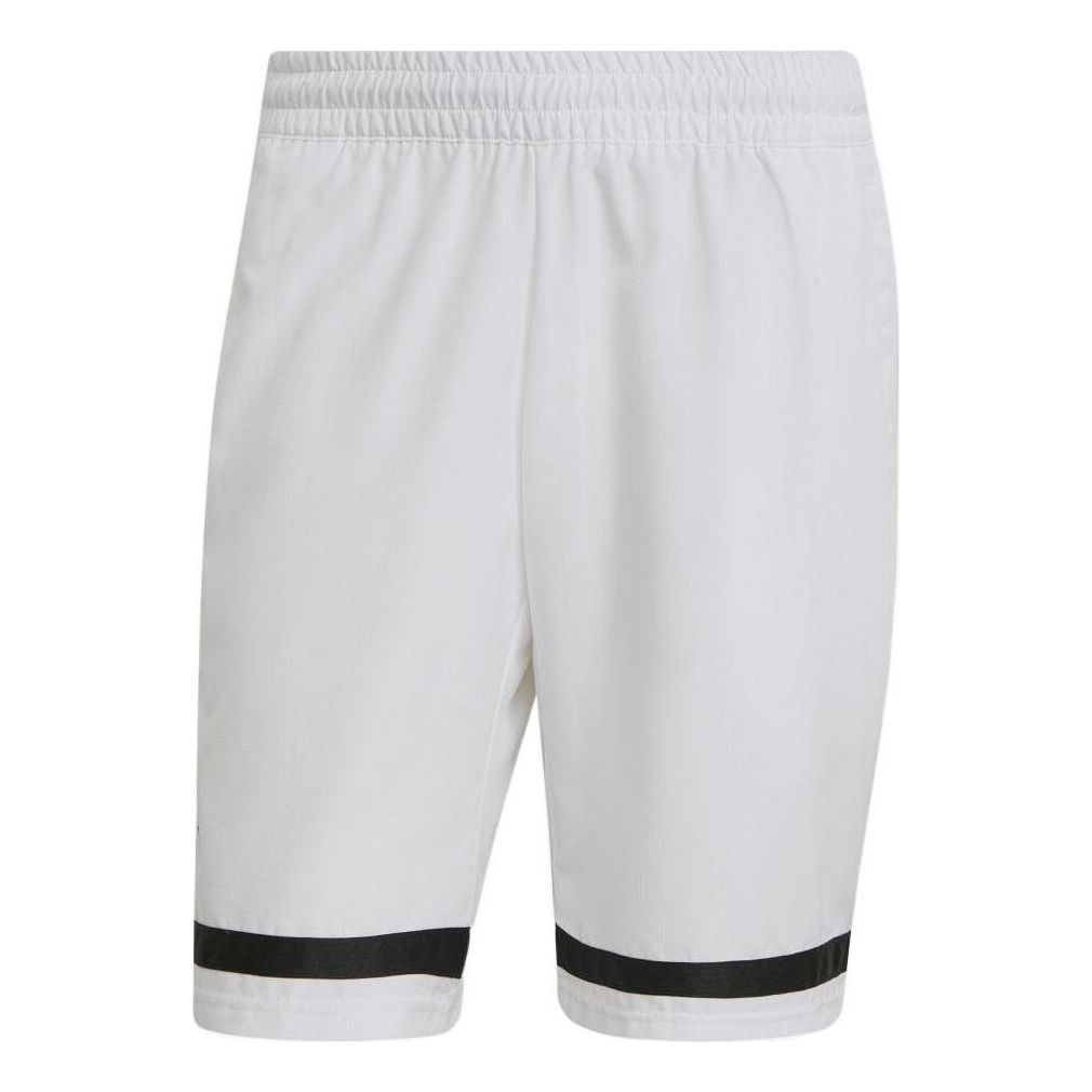 Image of Men's adidas Contrasting Colors Stripe Logo Straight Casual Shorts White GL5399