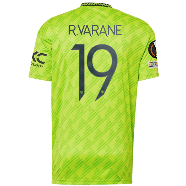 Image of adidas Manchester United Raphaël Varane Third Jersey w/ Europa League Patches 22