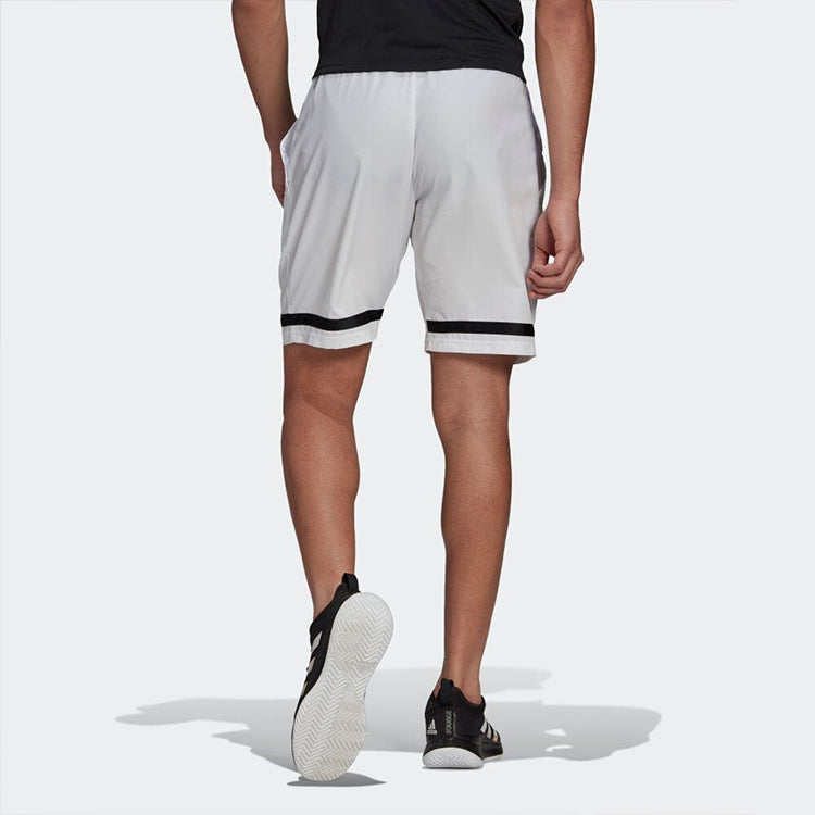 Image of Men's adidas Contrasting Colors Stripe Logo Straight Casual Shorts White GL5399