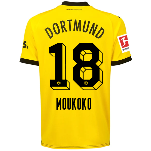Puma Borussia Dortmund Muokoko Home Jersey w/ Bundesliga Patch 23/24 (Cyber Yell