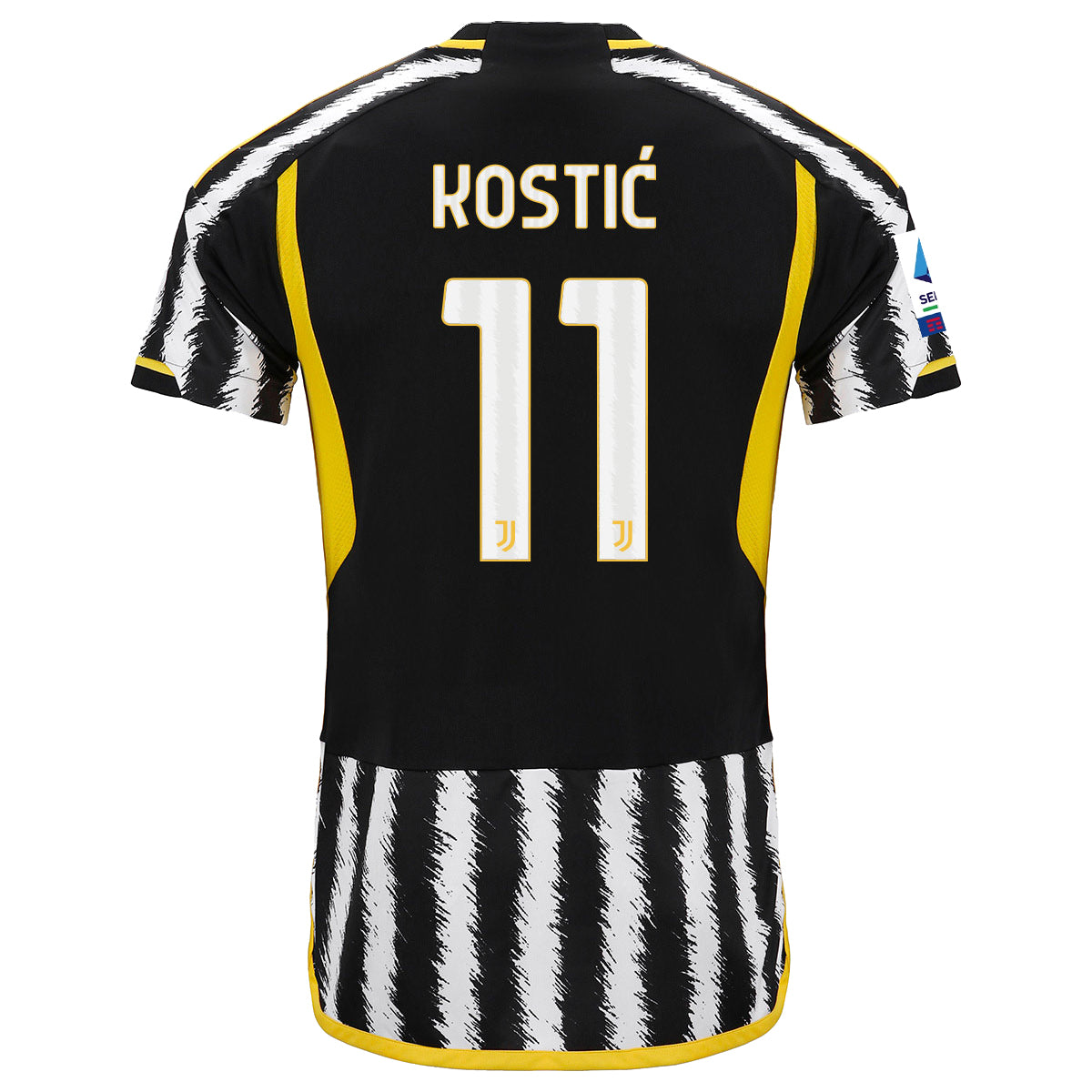 adidas Kostic Juventus Home Authentic Jersey 23/24 w/ Serie A Patch (Black/White