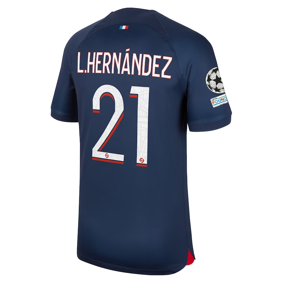 Nike Paris Saint-Germain Lucas Hernández Home Jersey w/ Champions League Patches