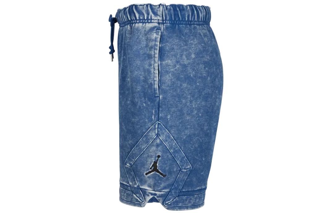 Image of Men's Air Jordan Solid Color Washed Drawstring Knit Shorts France Blue DR3093-49