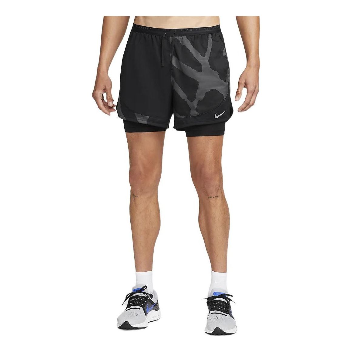 Image of Men's Nike Printing Pattern Drawstring Lacing Loose Shorts Black DQ4762-010