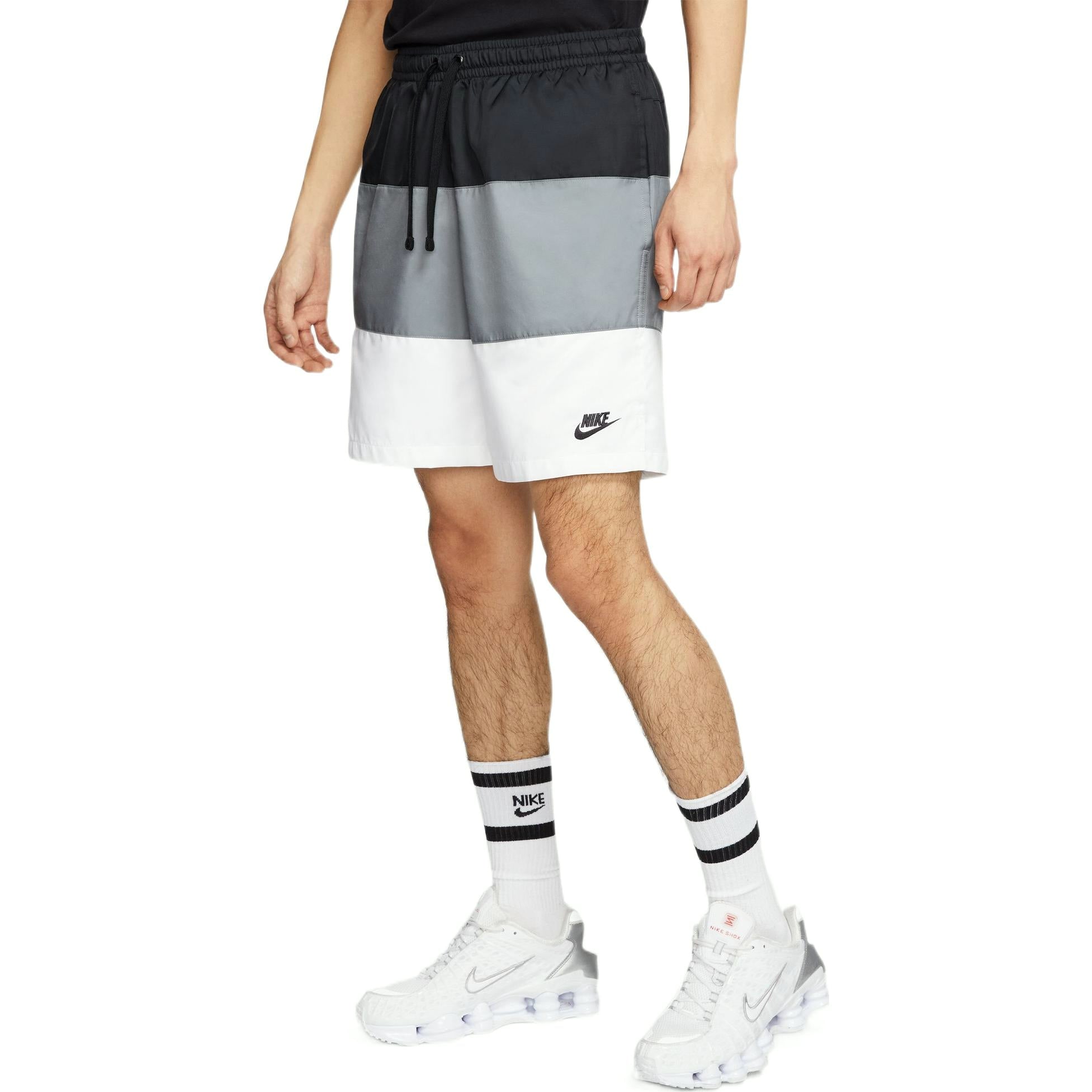 Image of Men's Nike Contrast Color Stitching Small Label Woven Sports Shorts Black DQ2427