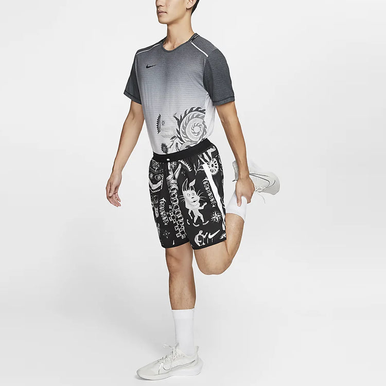 Image of Nike Graffiti Printing Running Shorts Black CJ5817-010