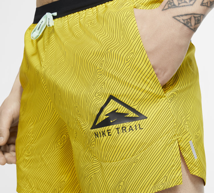 Nike Flex Stride 5 Trail Dri-FIT Pattern Running Shorts Black Yellow Blackyellow