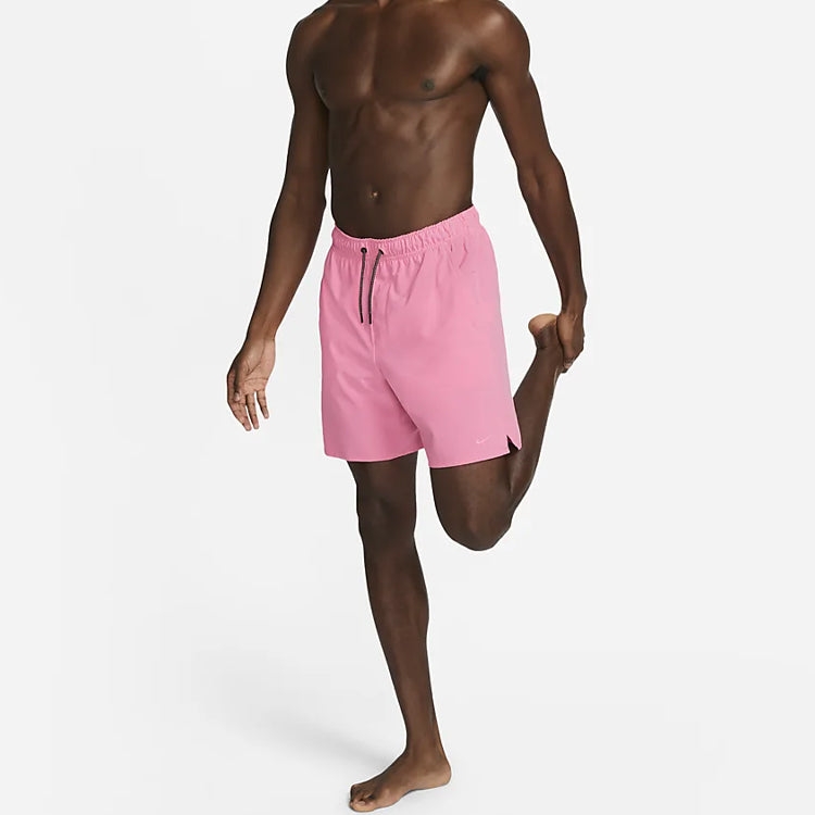 Image of Nike Solid Color Drawstring Lacing Mid Waist Straight Shorts Men's Pink DX1540-6