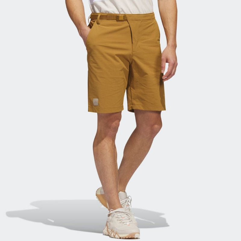 Image of adidas Solid Color Lacing Straight Casual Shorts Men's Green Copper HS3201
