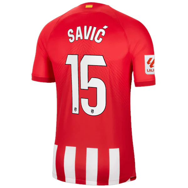 Image of Nike Atletico Madrid Stefan Savić Home Jersey w/ La Liga Patch 23/24 (Sport Red/