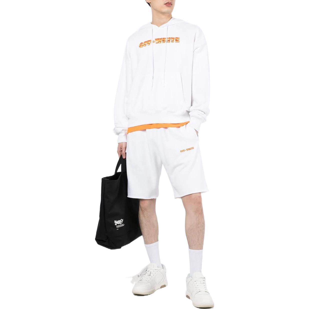Men's OFF-WHITE Solid Color Logo Printing Pattern Elastic Waistband Straight Sho