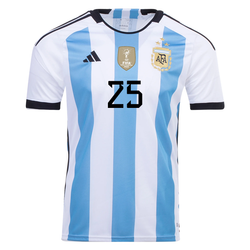 Image of adidas Argentina Lisandro Martinez Three Star Home Jersey w/ World Cup Champion