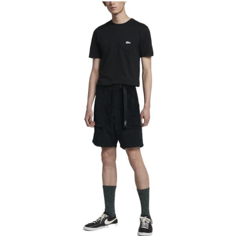 Image of Men's Nike Solid Color Big Pocket Design Adjustable Belt Sports Straight Shorts