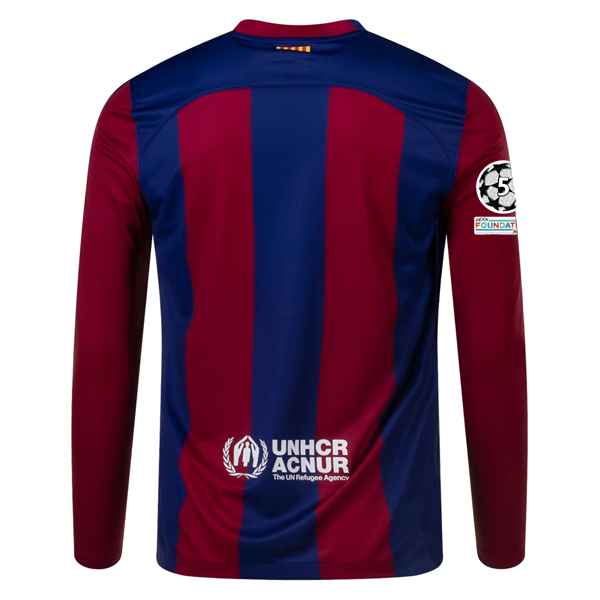 Nike Barcelona Home Long Sleeve Jersey 23/24 w/ Champions League Patches (Deep R