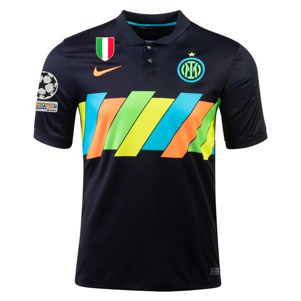 Image of Nike Inter Milan Edin Dzeko Third Jersey w/ Champions League Patches 21/22 (Blac