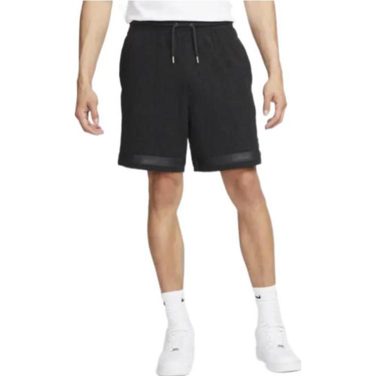 Men's Nike SS22 Solid Color Metallic Zipper Elastic Waistband Lacing Black Short