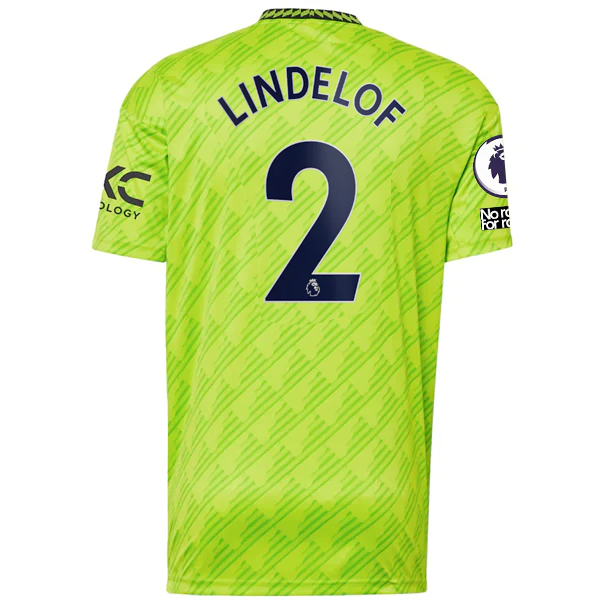 Image of adidas Manchester United Victor Lindelof Third Jersey w/ EPL + No Room For Racis