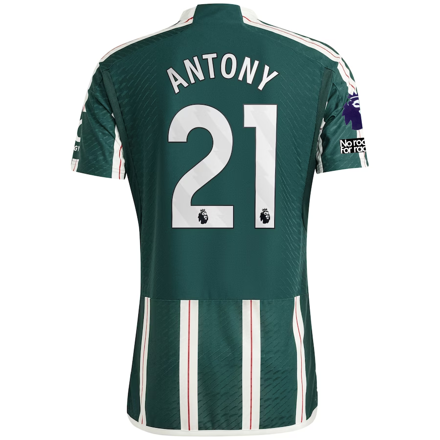 adidas Manchester United Authentic Antony Auswärtstrikot mit EPL + No Room For Racis