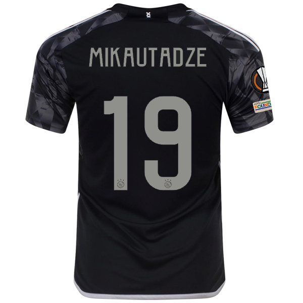 adidas Ajax Georges Mikautadze Drittes Trikot mit Europa League Patches 23/24 (Schwarz