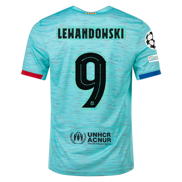 Nike Barcelona Robert Lewandowski Third Jersey w/ Champions League Patches 23/24